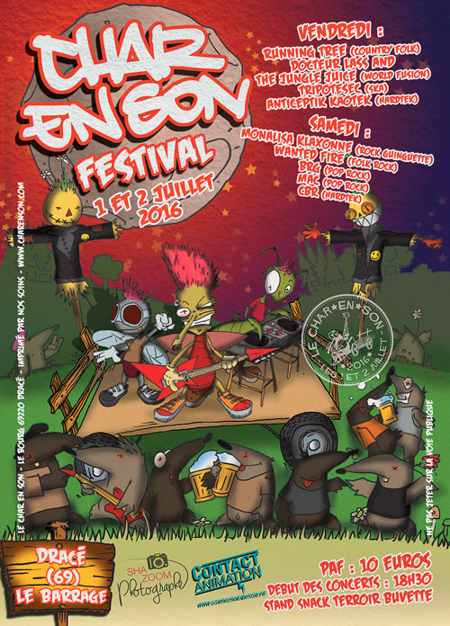 affiche de la deuxième année du festival de musique char en son en 2016
